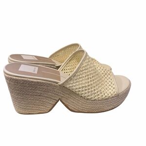 Dolce Vita Sadie Raffia Platform Mules Women’s 9.5 Ivory Slip On Woven